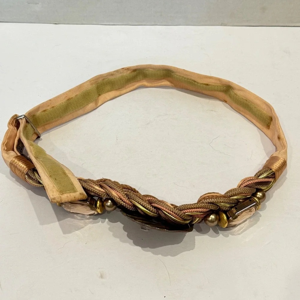 Carolyn Tanner Designs Braided Shell Belt Womens OS Gold Fair Vintage Stained - Picture 8 of 10